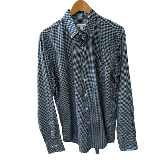 Peter Millar Men’s Size L Button Down Blue Plaid 100% 
cotton Long  Sleeve Shirt - Picture 1 of 8